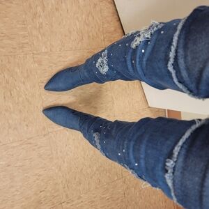 Stylish Blue Distressed Women Jeans